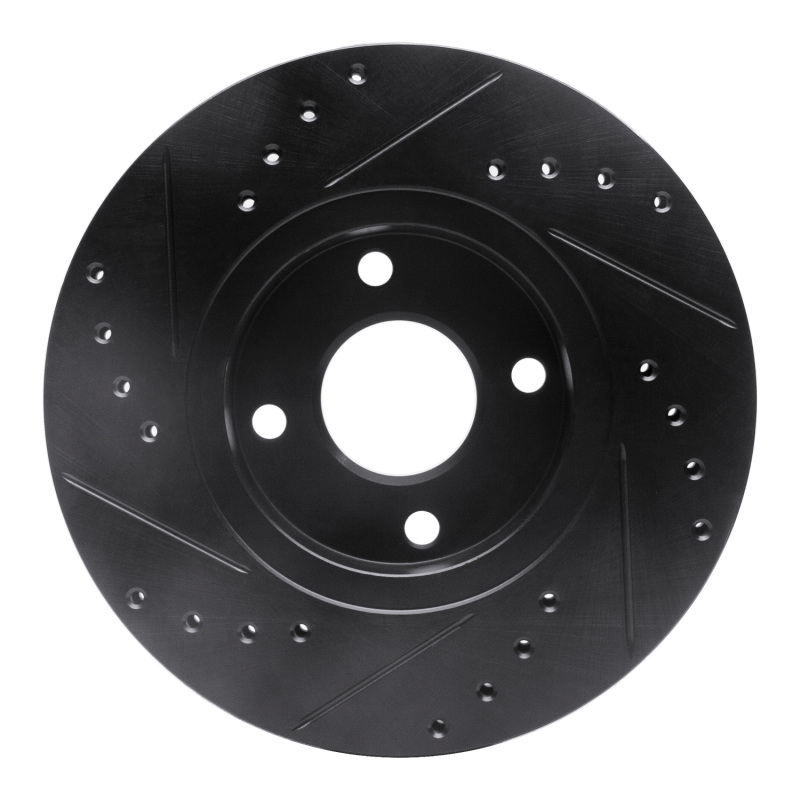 Ford Contour Brake Rotor (1) - Front Right - R1 Concepts - Drilled & Slotted - Black - `98-`04